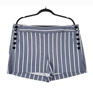 LOFT Grey Stripe Button Shorts 14